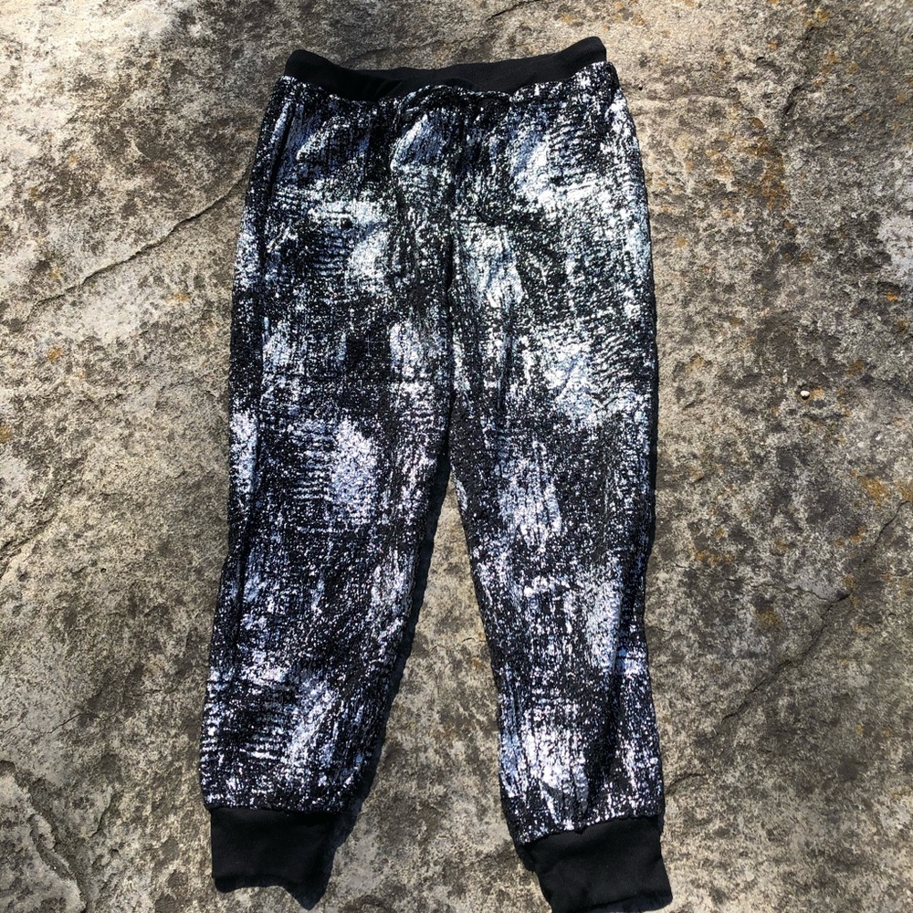 DRA Los Angeles Silver Mesh Metallic Joggers-Sz M